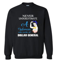 Never underestimate a woman who works at dollar general strong flower tee shirt
