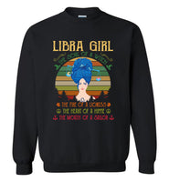 Libra girl the soul of a witch fire lioness heart hippie mouth sailor birthday vintage T shirt