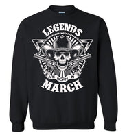 Legends are born in March, skull gun birthday's gift tee shirt