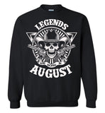 Legends are born in August, skull gun birthday's gift tee shirt