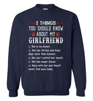 5 things you should know my girlfriend Queen, Tattoos, loves dogs gift T shirt