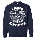 Legends are born in September, skull gun birthday's gift tee shirt