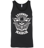 Legends are born in March, skull gun birthday's gift tee shirt