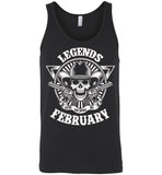 Legends are born in February, skull gun birthday's gift tee shirt