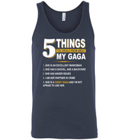 5 things about my crazy gaga, excellent marksman, shovel, anger issues, partner in crime T-shirt