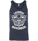 Legends are born in November, skull gun birthday's gift tee shirt