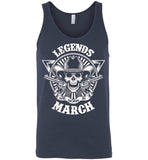 Legends are born in March, skull gun birthday's gift tee shirt