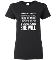 Property Of A Redhead Girl Touch Me And If I Don't Kick Your Ass She Will Tee Shirt Hoodie