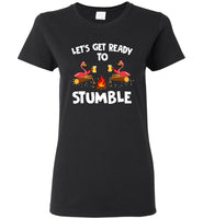 Let's get ready to stumble flamingo drink beer camping tee shirts