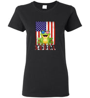 Merica Frog With Glasses American Flag Tee Shirt Hoodie