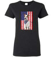Rat Terrier Dog wearing bandana american flag independence day tee shirt