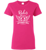 Rules Don't Apply To September Girls Birthday Gift Tee Shirt