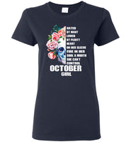 Hated By Many Loved Plenty Heart On Her Sleeve Fire Soul Mouth Can't Control October Girl T Shirt