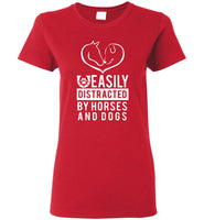 Easily distracted by horses and dogs tee shirt hoodies