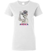 Strong woman jeep girl america flag tee shirt