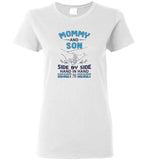 Mommy and son side by side hand in hand heart to heart tee shirt