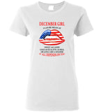 December girl I can be mean af sweet as candy cold ice evil hell denpends you america flag lip shirt