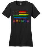 LGBT America flag, bisexual, transgender, gay, lesbian rainbow pride T shirt