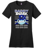 Police Daddy Shark Blue Line Funny Gift Shirt, Father's day gift tee