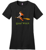 Halloween good witch broom hat t shirt