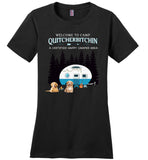 Dog welcome to camp Quitcherbitchin a certified happy camper tee shirt