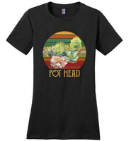 Succulent plants pot head vintage retro gift Tee shirt