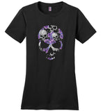 Purple floral skull T shirt