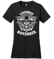 Legends are born in November, skull gun birthday's gift tee shirt