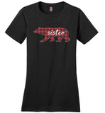 Red Plaid Sister Bear Matching Buffalo Family Pajama T-Shirt