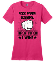 Rock paper scissors throat punch i win t shirt