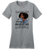 Black September girl living best life ain't goin back, birthday gift tee shirt for women