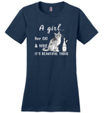 A girl her cat and wine it is beautiful thing T shirt