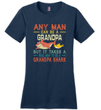 Vintage real man to be a grandpa shark t shirt, gift tee for grandpa