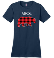 Red Plaid Mr & Mrs Bear Matching Family Pajama T Shirt