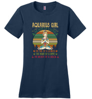 Aquarius girl the soul of a witch fire lioness heart hippie mouth sailor birthday vintage Tee shirt