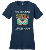 A Girl And Her Animals Living Life in Peace Tee Shirt