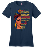 September woman three sides quiet, sweet, funny, crazy, birthday gift T shirt