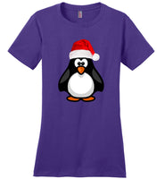 Cute Penguin christmas santa hat tee shirt for men women