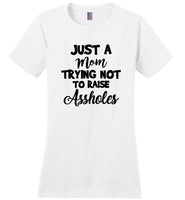 Just a mom trying not to raise assholes mother's day gift Tee shirt