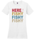 Here fishy fishy fishy vintage love fishing gift tee shirt