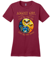 August Girl Live By The Sun Love By Moon Butterfly Was Born In August Birthday Gift T shirt