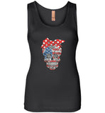 Lady skull america flag flower tee shirt