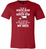 Not auntie bear, I'm auntie cow, pretty chill, kick face if mess my niece - Canvas Unisex USA Shirt