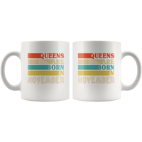 Queens are born in November vintage, birthday white gift coffee mug