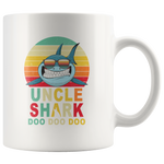 Vintage Retro Uncle Shark doo doo doo white gift coffee mugs