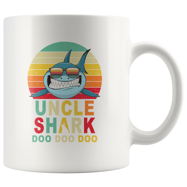 Vintage Retro Uncle Shark doo doo doo white gift coffee mugs