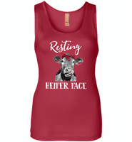 Resting heifer face cow - Womens Jersey Tank