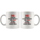 Dad No Matter How Much Time Passes I Will Always Be Your Little Girl Financial Burden Fathers Day Gifts From Daughter White Coffee Mug