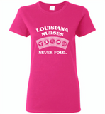 Louisiana Nurses Never Fold Play Cards - Gildan Ladies Short Sleeve
