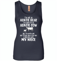 Not auntie bear, I'm auntie cow, pretty chill, kick face if mess my niece - Womens Jersey Tank